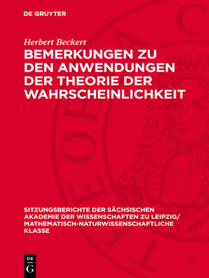 cover image of Bemerkungen zu den Anwendungen der Theorie der Wahrscheinlichkeit